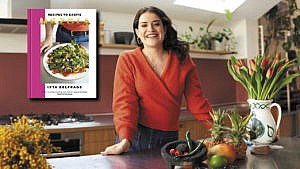 烹饪书作者Ixta Belfrage的照片镶嵌在她的烹饪书Mezcla的封面上